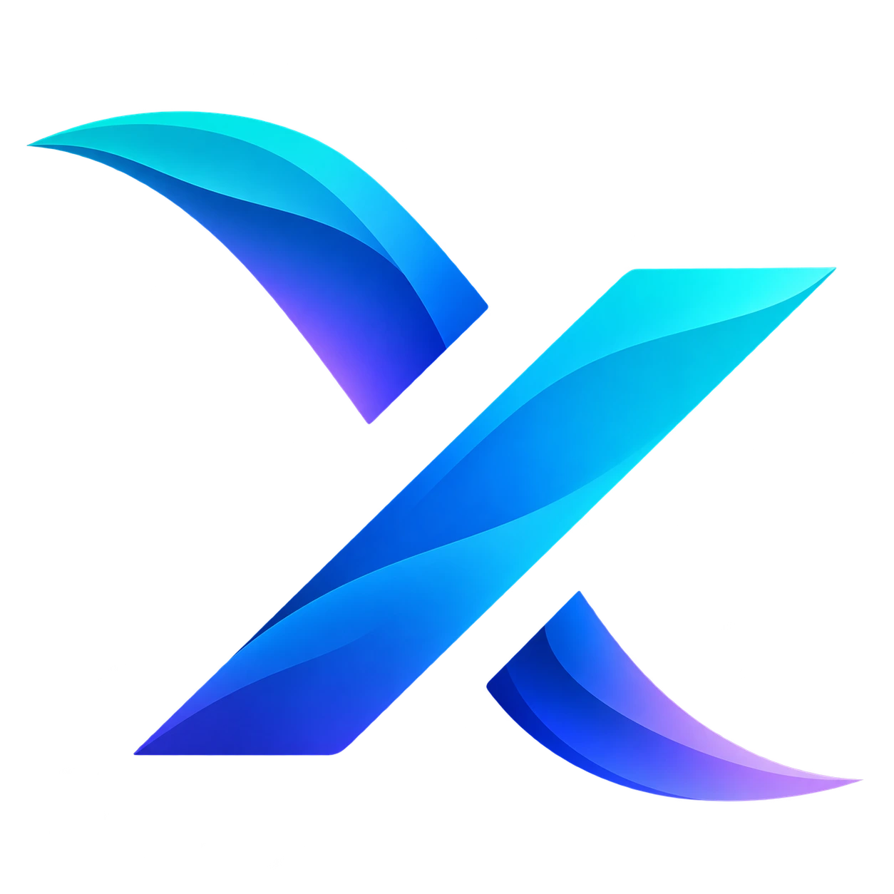 Xirevexa’s approved cyan, blue, and violet three-part X logo